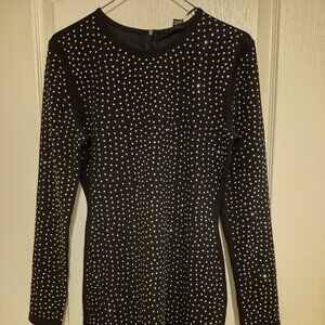 Brand new black fitted dress with silver embellishment